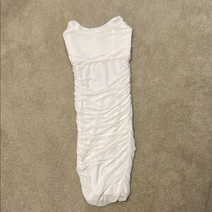 Elegant White Ruched Dress